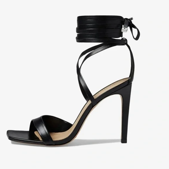 Schutz Bryce Ankle Wrap Sandal in Black - Picture 3 of 5